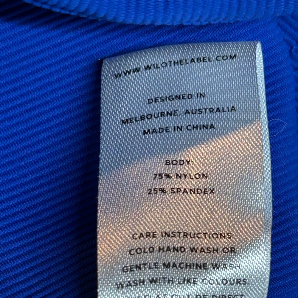 Wilo The Label Womens Blue Ribbed High Neck Crop‎ Top Sporty Tank M longline - Picture 5 of 7
